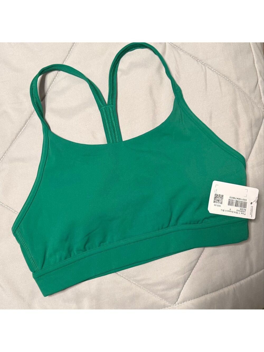 NWT Lululemon Flow Y Mid-Support Bra Green Size 4 MSRP $58